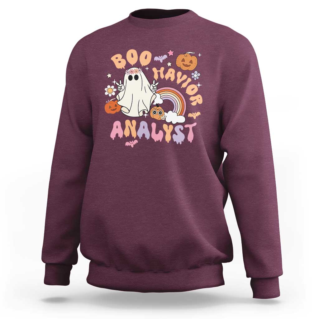 Behavior Analyst Halloween Boo Sheet Sweatshirt Boo-Havior Analyst ABA RBT BCBA Therapist - Wonder Print Shop