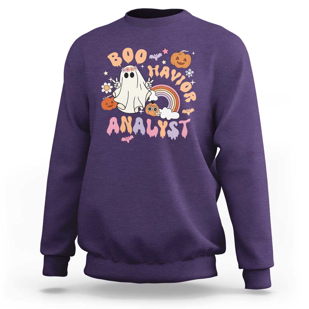 Behavior Analyst Halloween Boo Sheet Sweatshirt Boo-Havior Analyst ABA RBT BCBA Therapist - Wonder Print Shop