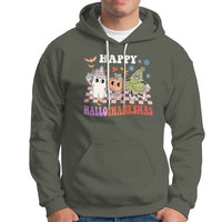 Hallothanksmas Hoodie Halloween Thanksgiving Christmas Groovy Happy HalloThanksMas - Wonder Print Shop