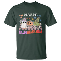 Hallothanksmas T Shirt Halloween Thanksgiving Christmas Groovy Happy HalloThanksMas - Wonder Print Shop