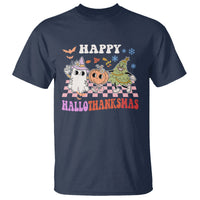 Hallothanksmas T Shirt Halloween Thanksgiving Christmas Groovy Happy HalloThanksMas - Wonder Print Shop