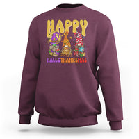 Hallothanksmas Sweatshirt Halloween Thanksgiving Christmas Happy HalloThanksMas Gnomes - Wonder Print Shop