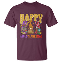 Hallothanksmas T Shirt Halloween Thanksgiving Christmas Happy HalloThanksMas Gnomes - Wonder Print Shop