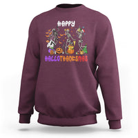 Hallothanksmas Sweatshirt Halloween Thanksgiving Christmas HalloThanksMas Skeleton - Wonder Print Shop