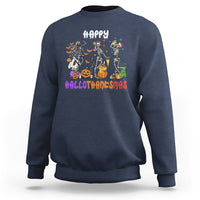 Hallothanksmas Sweatshirt Halloween Thanksgiving Christmas HalloThanksMas Skeleton - Wonder Print Shop