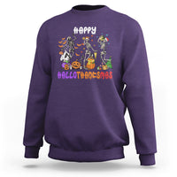 Hallothanksmas Sweatshirt Halloween Thanksgiving Christmas HalloThanksMas Skeleton - Wonder Print Shop