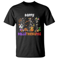 Hallothanksmas T Shirt Halloween Thanksgiving Christmas HalloThanksMas Skeleton - Wonder Print Shop