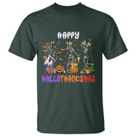Hallothanksmas T Shirt Halloween Thanksgiving Christmas HalloThanksMas Skeleton - Wonder Print Shop