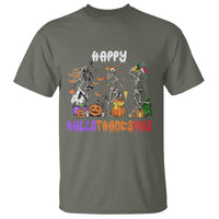 Hallothanksmas T Shirt Halloween Thanksgiving Christmas HalloThanksMas Skeleton - Wonder Print Shop