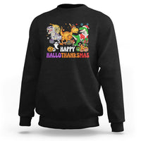 Hallothanksmas Sweatshirt Halloween Thanksgiving Christmas HalloThanksMas Dinosaur - Wonder Print Shop