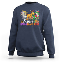 Hallothanksmas Sweatshirt Halloween Thanksgiving Christmas HalloThanksMas Dinosaur - Wonder Print Shop