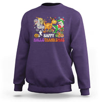 Hallothanksmas Sweatshirt Halloween Thanksgiving Christmas HalloThanksMas Dinosaur - Wonder Print Shop