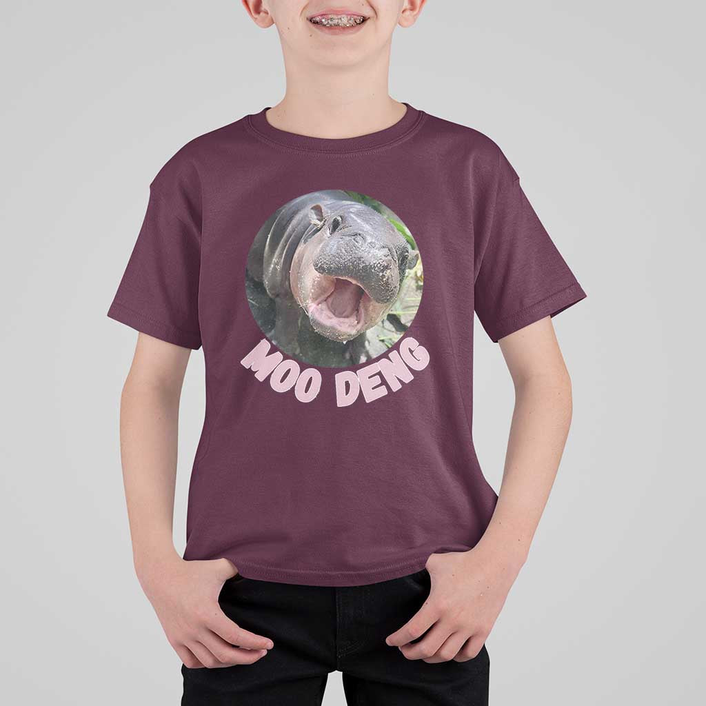Baby Hippo Moo Deng T Shirt For Kid Cute Pygmy Hippopotamus Bouncy Pig - Wonder Print Shop