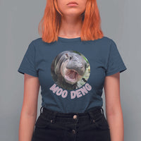 Baby Hippo Moo Deng T Shirt For Women Cute Pygmy Hippopotamus Bouncy Pig - Wonder Print Shop