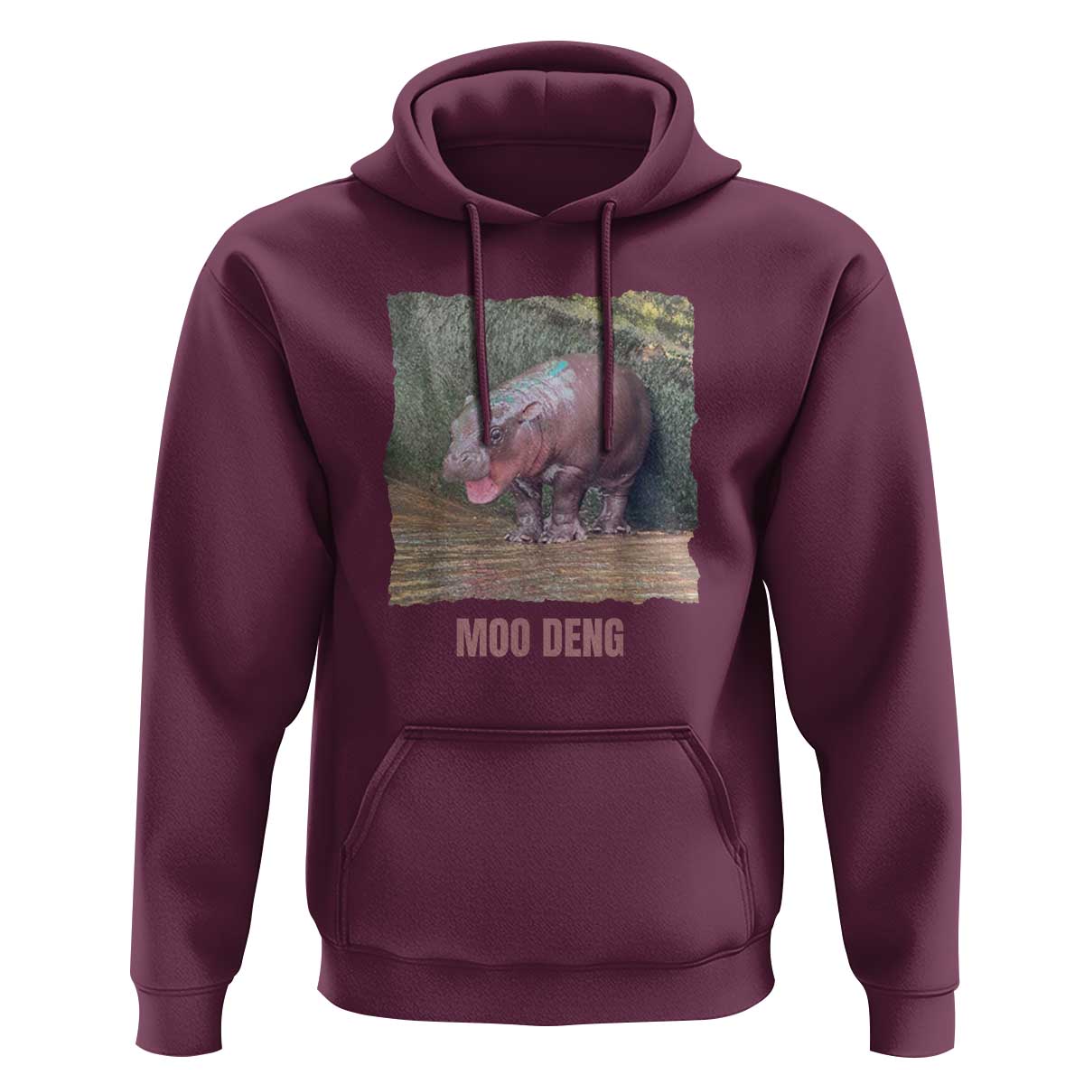 Baby Hippo Moo Deng Hoodie Cute Pygmy Hippopotamus In Thai - Wonder Print Shop