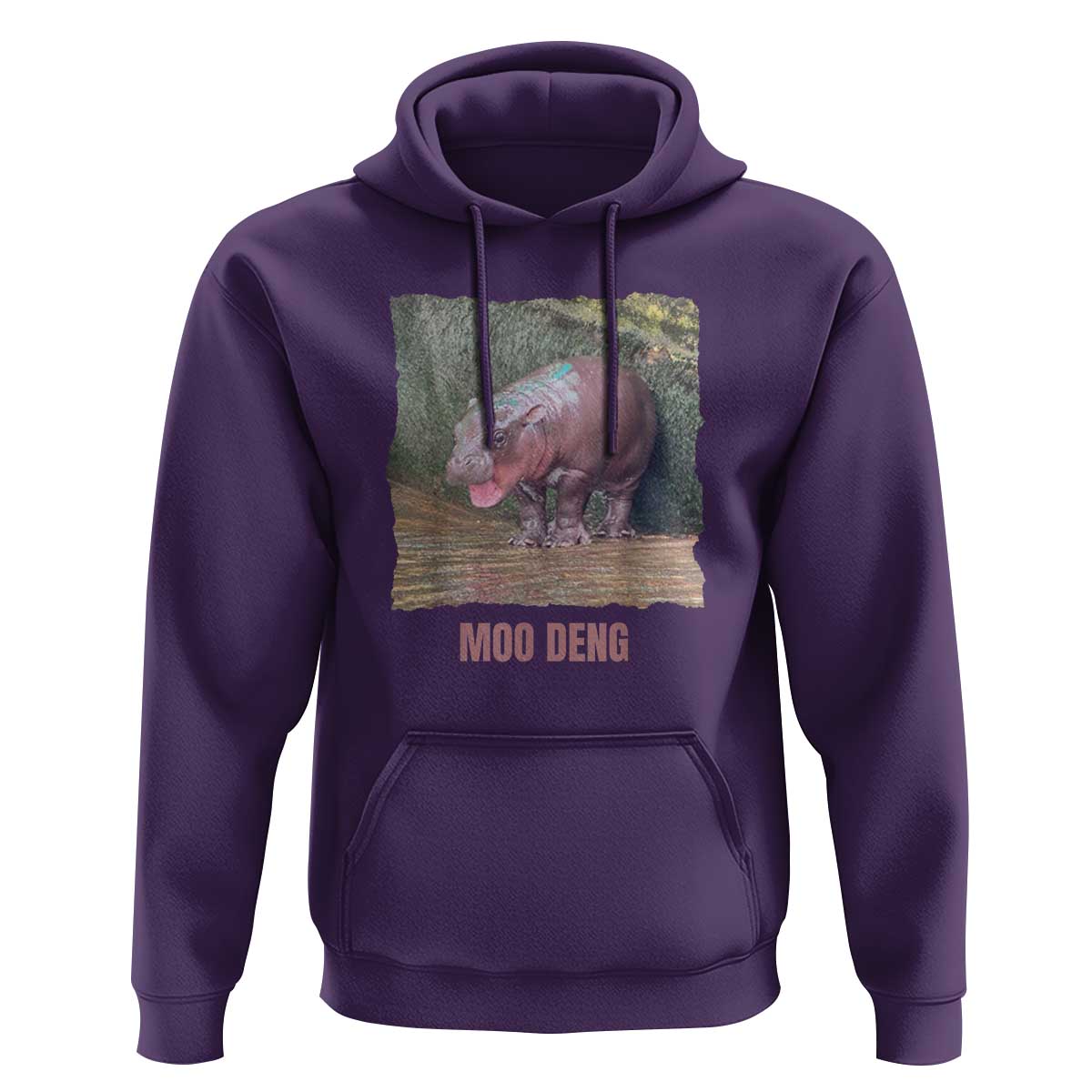 Baby Hippo Moo Deng Hoodie Cute Pygmy Hippopotamus In Thai - Wonder Print Shop