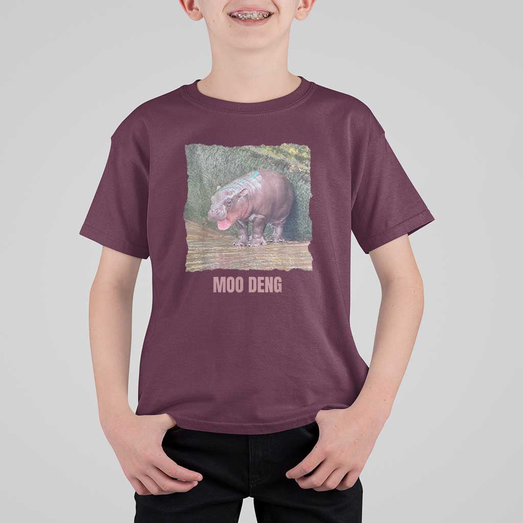 Baby Hippo Moo Deng T Shirt For Kid Cute Pygmy Hippopotamus In Thai - Wonder Print Shop