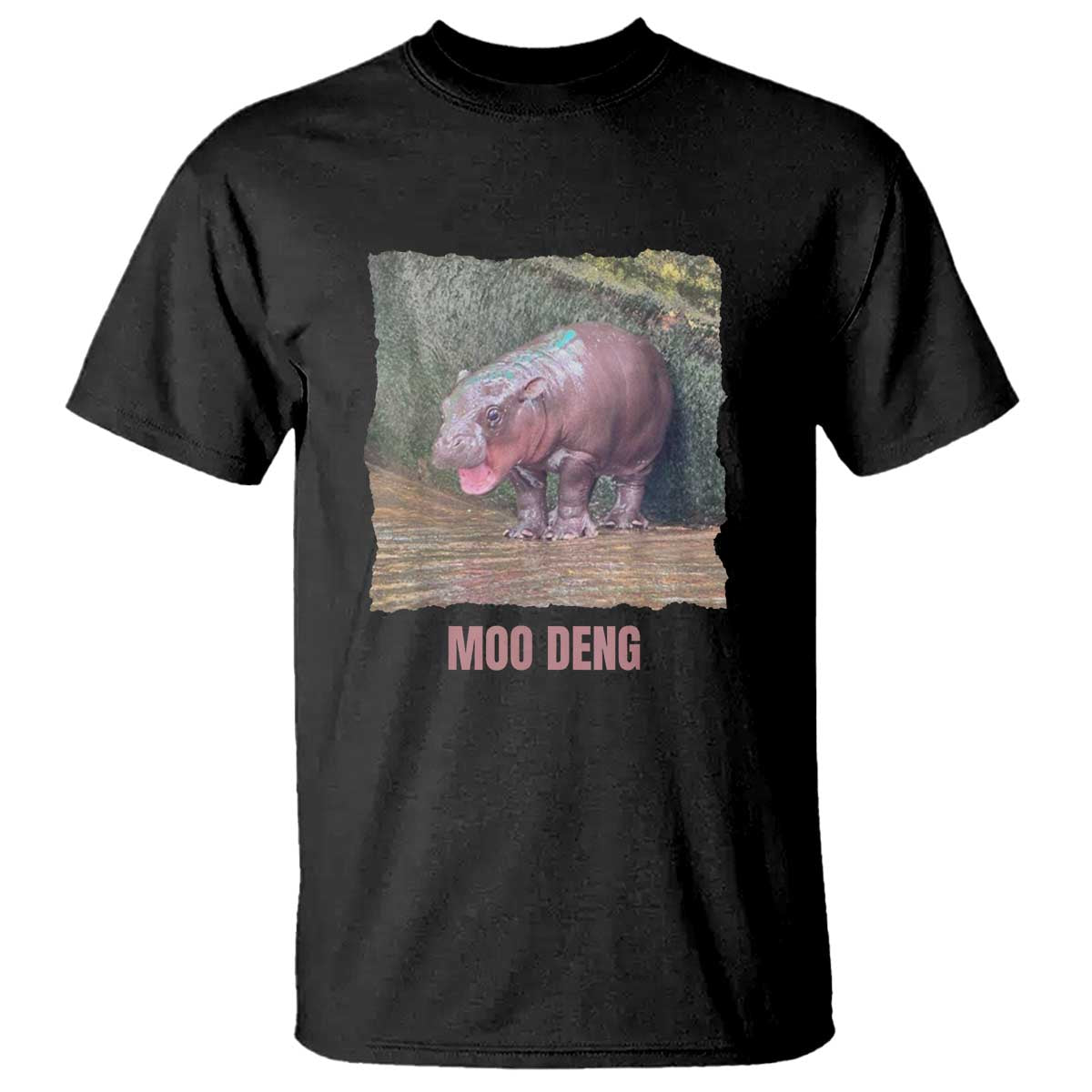 Baby Hippo Moo Deng T Shirt Cute Pygmy Hippopotamus In Thai - Wonder Print Shop