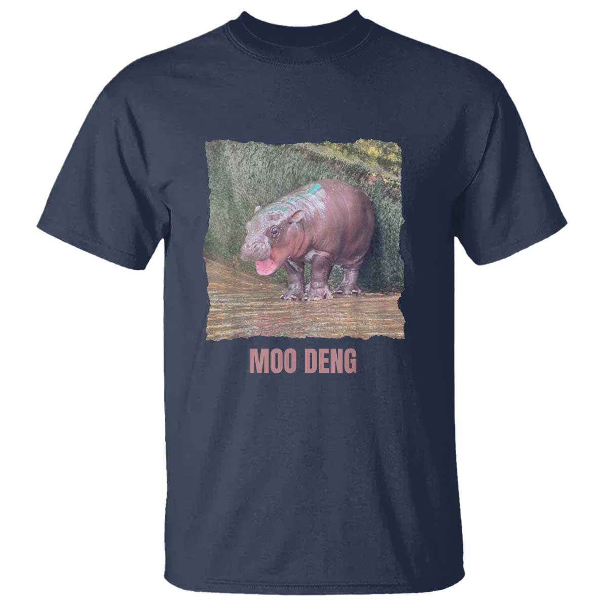 Baby Hippo Moo Deng T Shirt Cute Pygmy Hippopotamus In Thai - Wonder Print Shop
