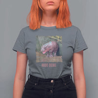 Baby Hippo Moo Deng T Shirt For Women Cute Pygmy Hippopotamus In Thai - Wonder Print Shop