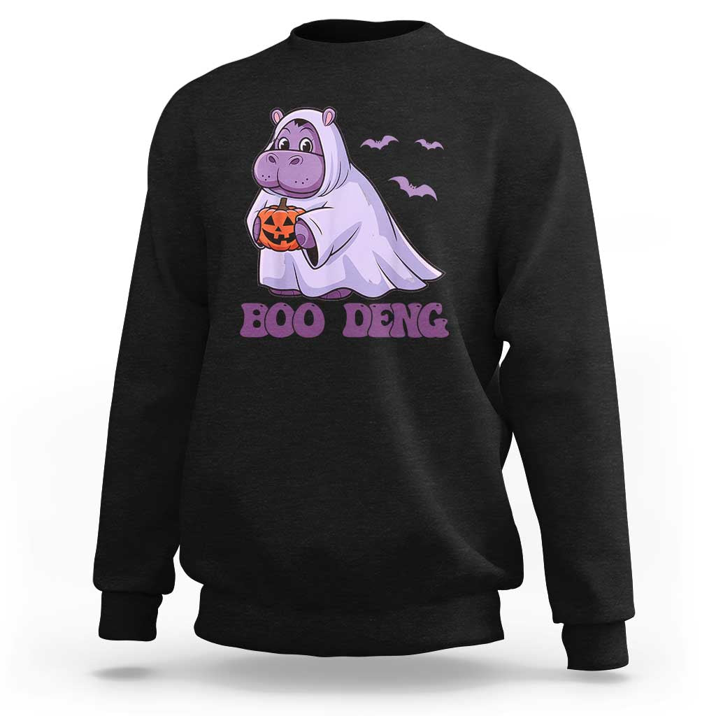 Baby Hippo Moo Deng Sweatshirt Boo-deng Halloween Cute Pygmy Hippopotamus - Wonder Print Shop