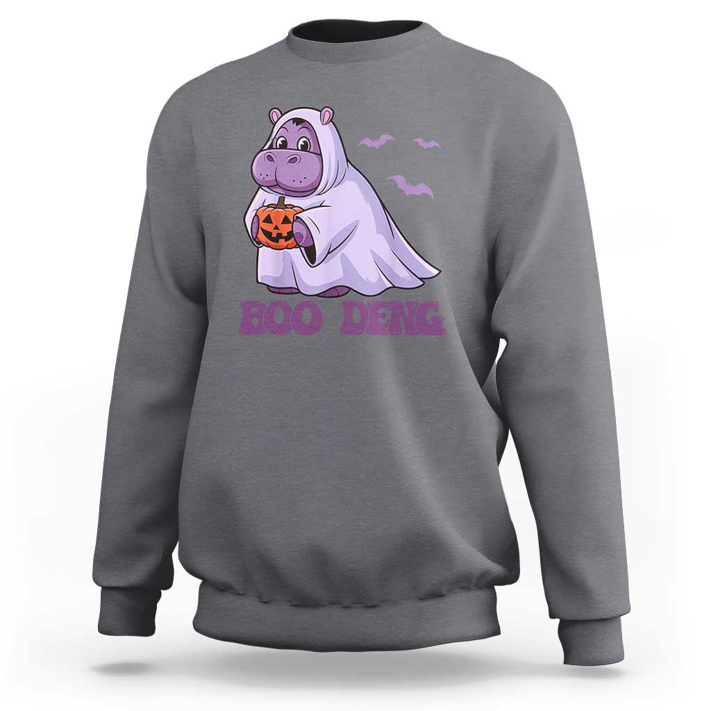 Baby Hippo Moo Deng Sweatshirt Boo-deng Halloween Cute Pygmy Hippopotamus - Wonder Print Shop