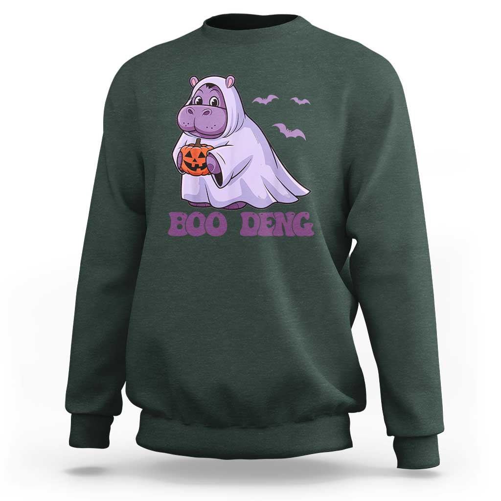 Baby Hippo Moo Deng Sweatshirt Boo-deng Halloween Cute Pygmy Hippopotamus - Wonder Print Shop