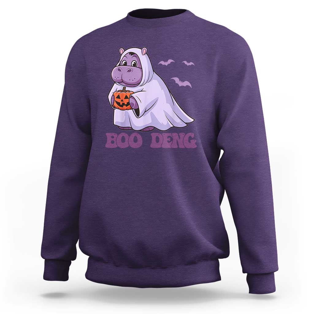 Baby Hippo Moo Deng Sweatshirt Boo-deng Halloween Cute Pygmy Hippopotamus - Wonder Print Shop