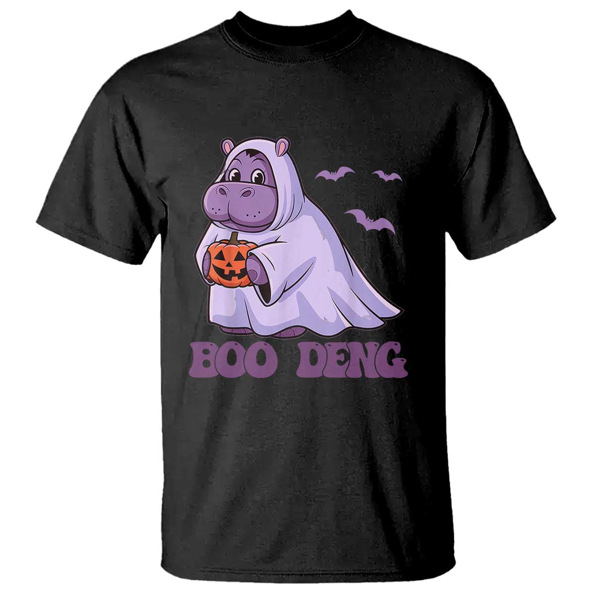 Baby Hippo Moo Deng T Shirt Boo-deng Halloween Cute Pygmy Hippopotamus - Wonder Print Shop