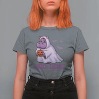 Baby Hippo Moo Deng T Shirt For Women Boo-deng Halloween Cute Pygmy Hippopotamus - Wonder Print Shop