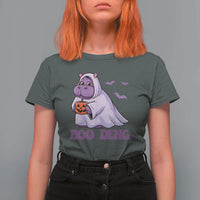 Baby Hippo Moo Deng T Shirt For Women Boo-deng Halloween Cute Pygmy Hippopotamus - Wonder Print Shop