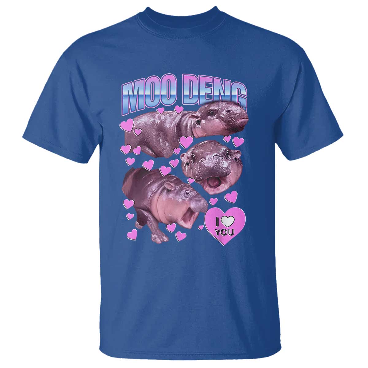 Baby Hippo Moo Deng T Shirt I Love Moo-Deng I Heart You Cute Pygmy Hippopotamus - Wonder Print Shop