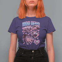 Baby Hippo Moo Deng T Shirt For Women I Love Moo-Deng I Heart You Cute Pygmy Hippopotamus - Wonder Print Shop