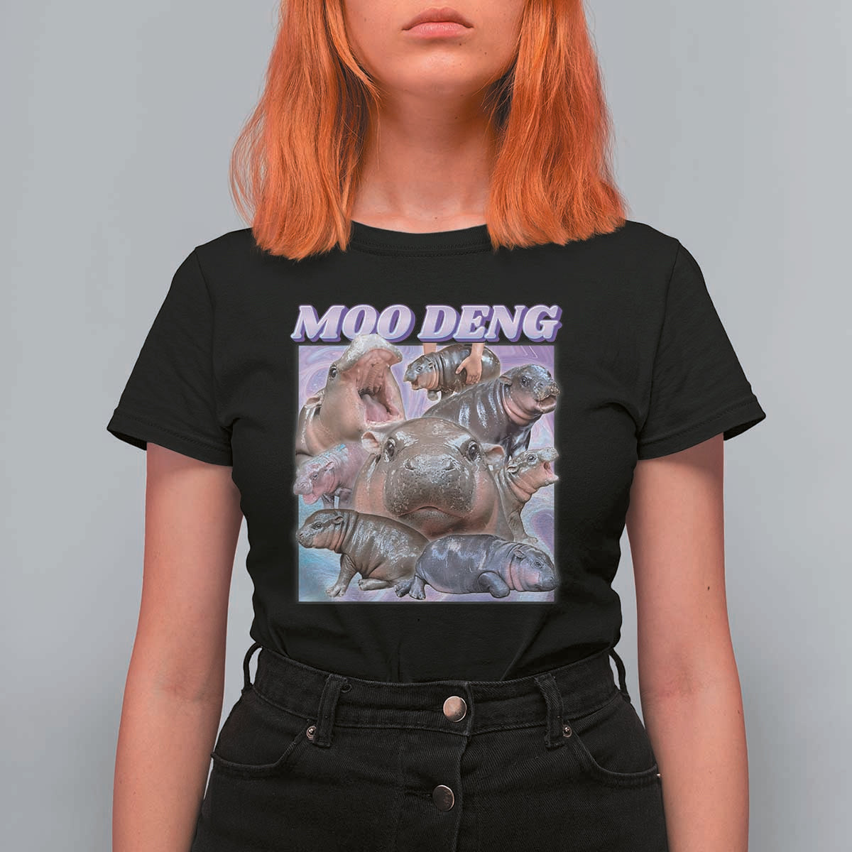 Baby Hippo Moo Deng T Shirt For Women The Famous Cute Pygmy Hippopotamus - Wonder Print Shop