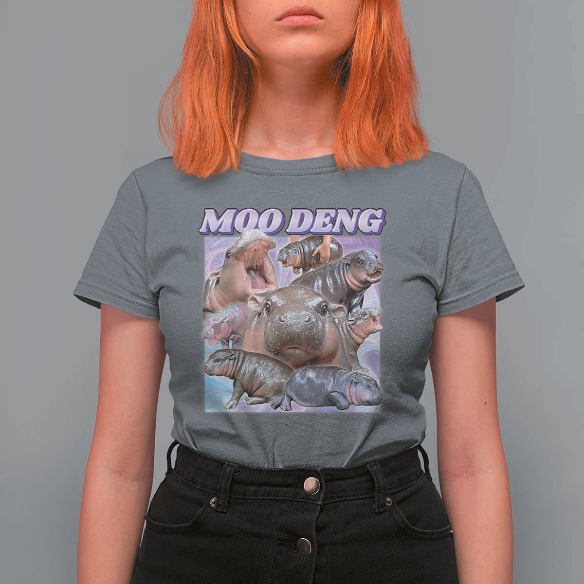 Baby Hippo Moo Deng T Shirt For Women The Famous Cute Pygmy Hippopotamus - Wonder Print Shop