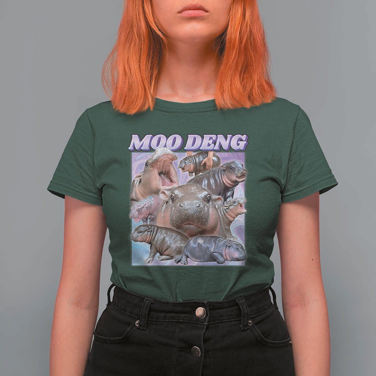 Baby Hippo Moo Deng T Shirt For Women The Famous Cute Pygmy Hippopotamus - Wonder Print Shop