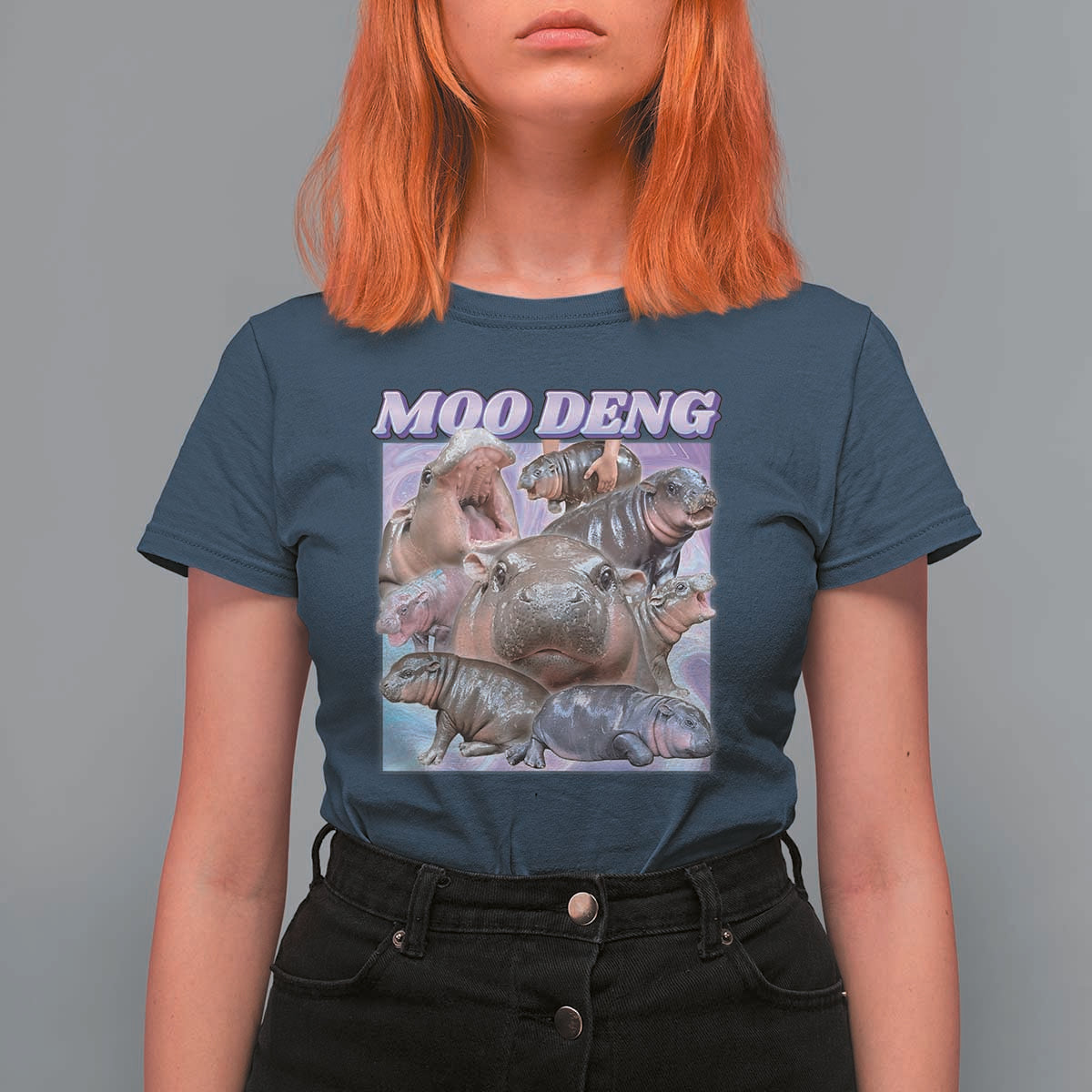 Baby Hippo Moo Deng T Shirt For Women The Famous Cute Pygmy Hippopotamus - Wonder Print Shop
