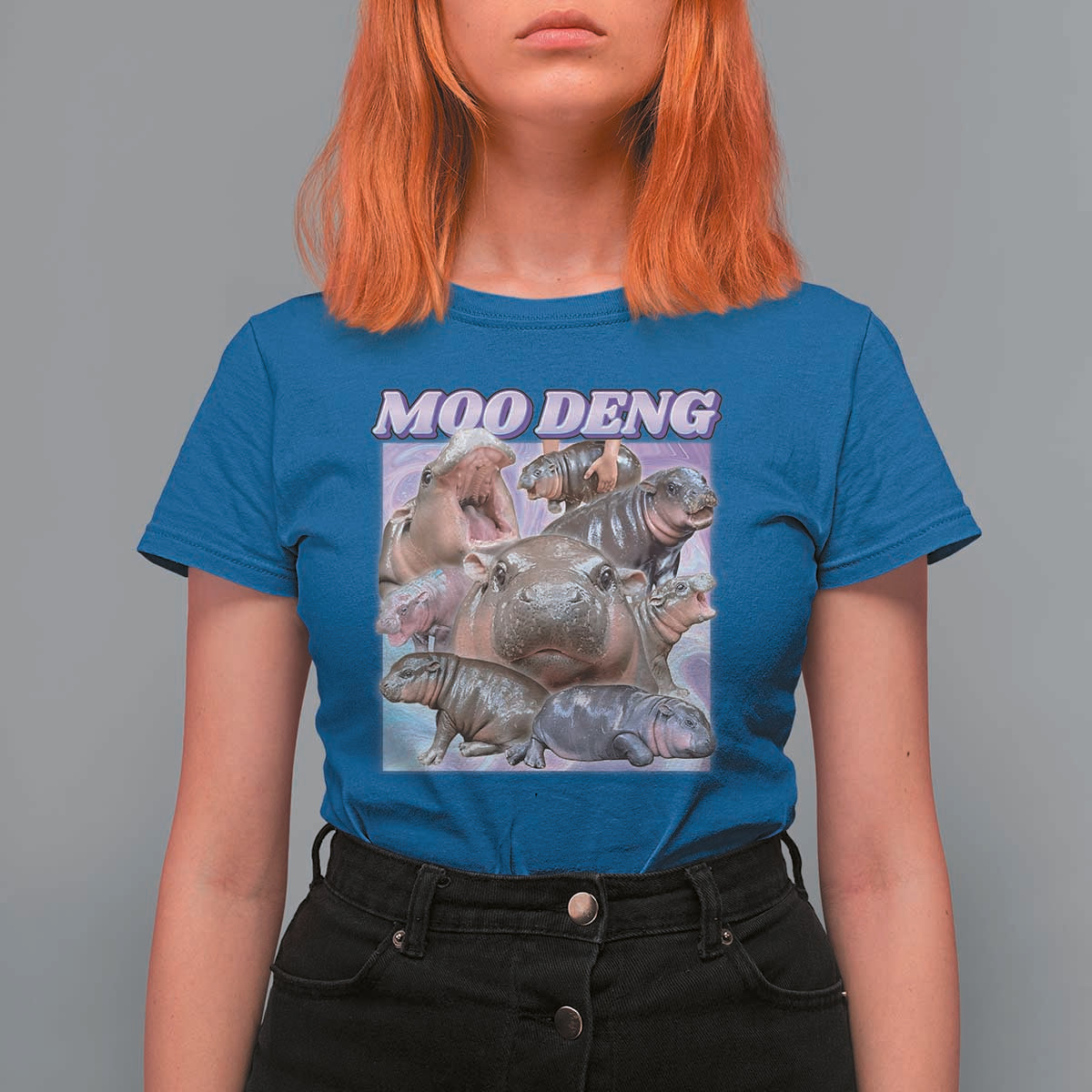 Baby Hippo Moo Deng T Shirt For Women The Famous Cute Pygmy Hippopotamus - Wonder Print Shop