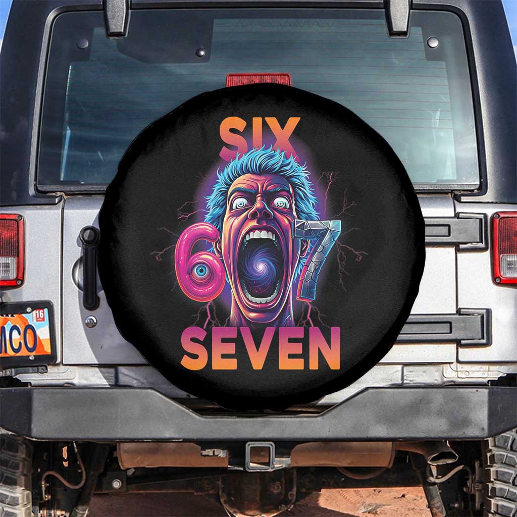 Mason 67 Chaos Edition Spare Tire Cover Psychedelic Screaming Six Seven Meme - Wonder Print Shop