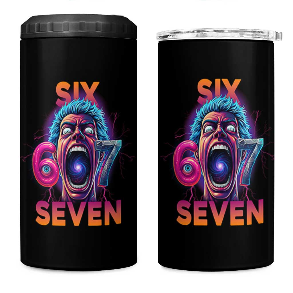 Mason 67 Chaos Edition 4 in 1 Can Cooler Tumbler Psychedelic Screaming Six Seven Meme - Wonder Print Shop