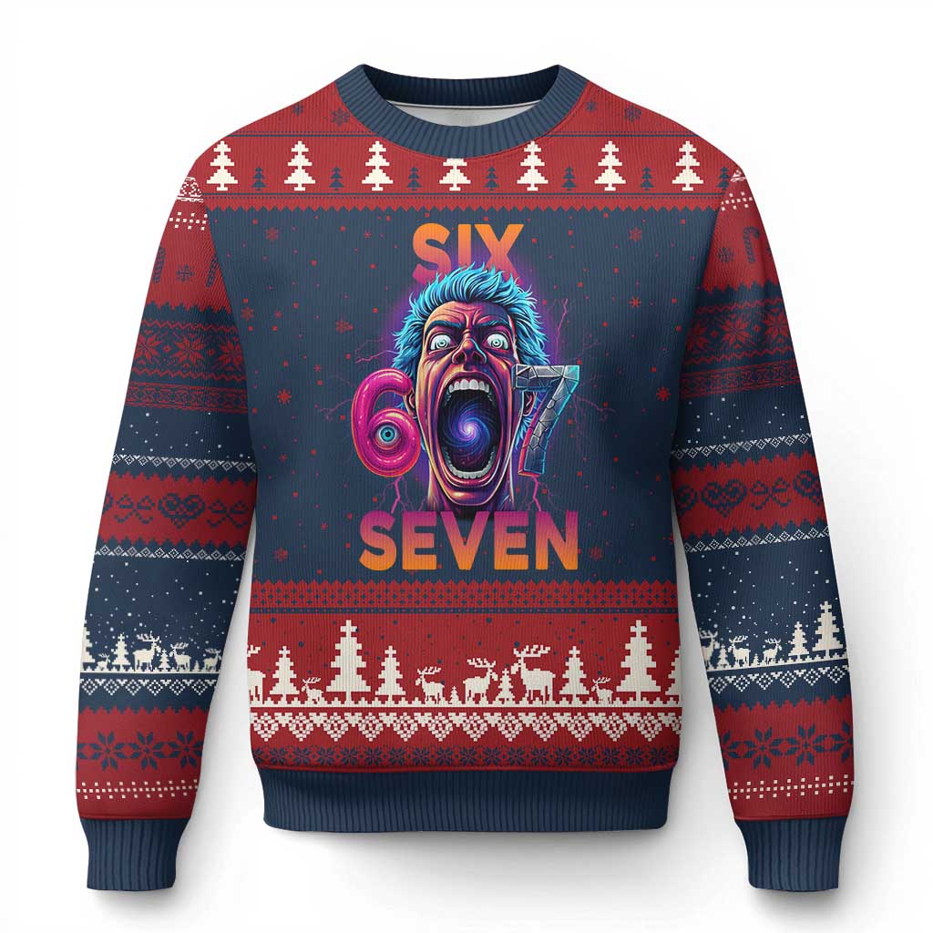 Mason 67 Chaos Edition Ugly Christmas Sweater Psychedelic Screaming Six Seven Meme - Wonder Print Shop