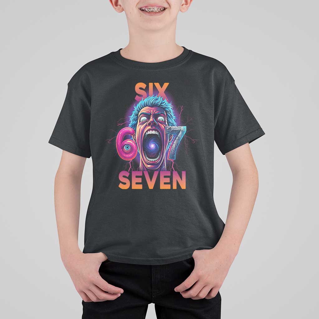 Mason 67 Chaos Edition T Shirt For Kid Psychedelic Screaming Six Seven Meme - Wonder Print Shop