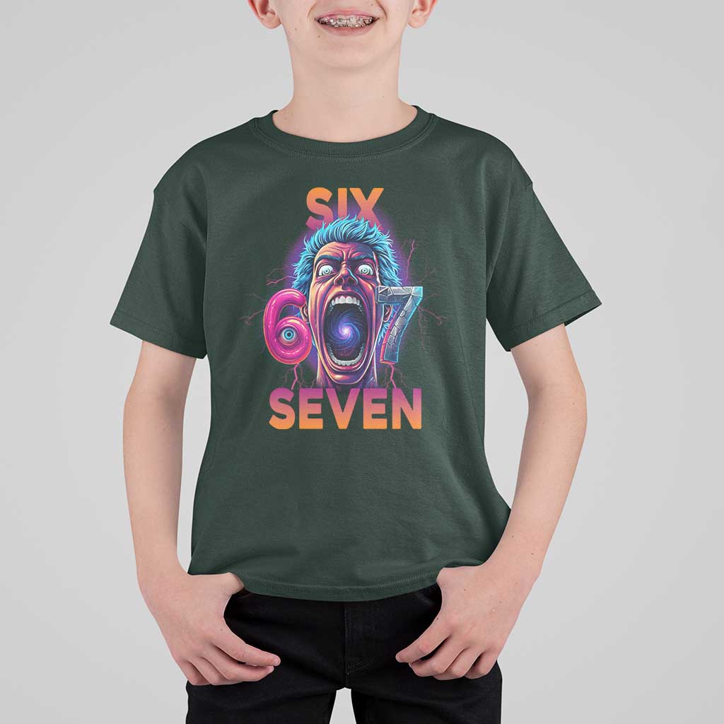 Mason 67 Chaos Edition T Shirt For Kid Psychedelic Screaming Six Seven Meme - Wonder Print Shop