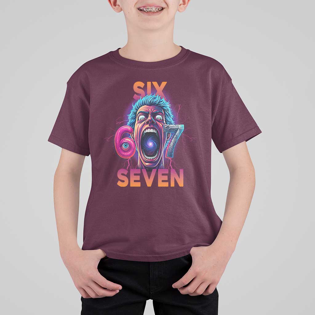Mason 67 Chaos Edition T Shirt For Kid Psychedelic Screaming Six Seven Meme - Wonder Print Shop