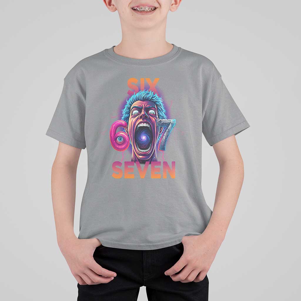 Mason 67 Chaos Edition T Shirt For Kid Psychedelic Screaming Six Seven Meme - Wonder Print Shop