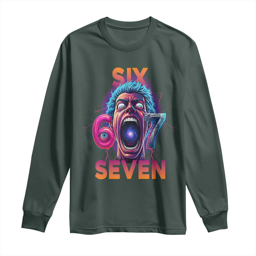 Mason 67 Chaos Edition Long Sleeve Shirt Psychedelic Screaming Six Seven Meme - Wonder Print Shop