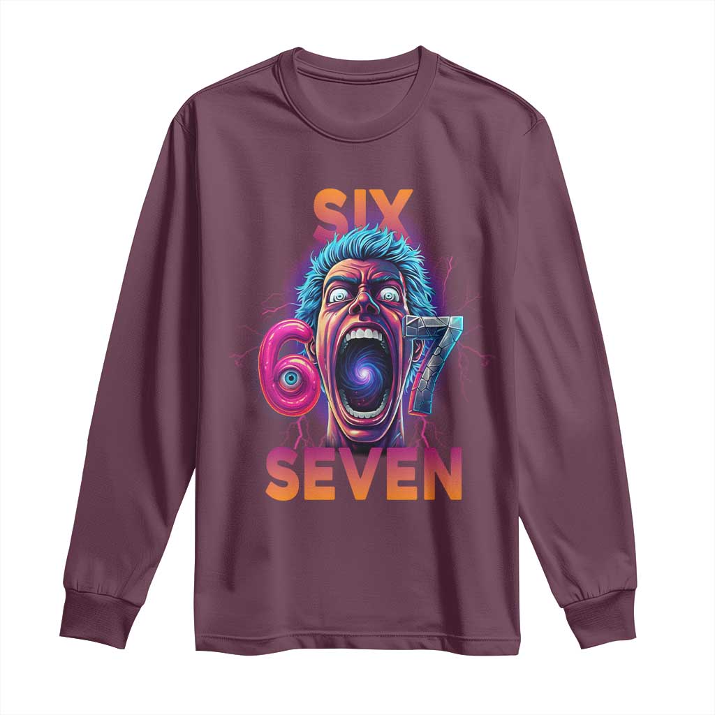 Mason 67 Chaos Edition Long Sleeve Shirt Psychedelic Screaming Six Seven Meme - Wonder Print Shop