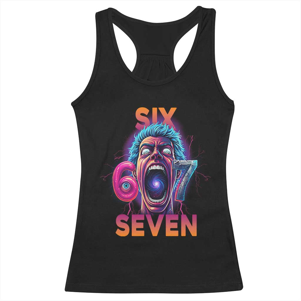 Mason 67 Chaos Edition Racerback Tank Top Psychedelic Screaming Six Seven Meme - Wonder Print Shop