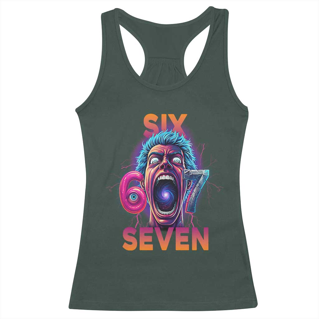 Mason 67 Chaos Edition Racerback Tank Top Psychedelic Screaming Six Seven Meme - Wonder Print Shop
