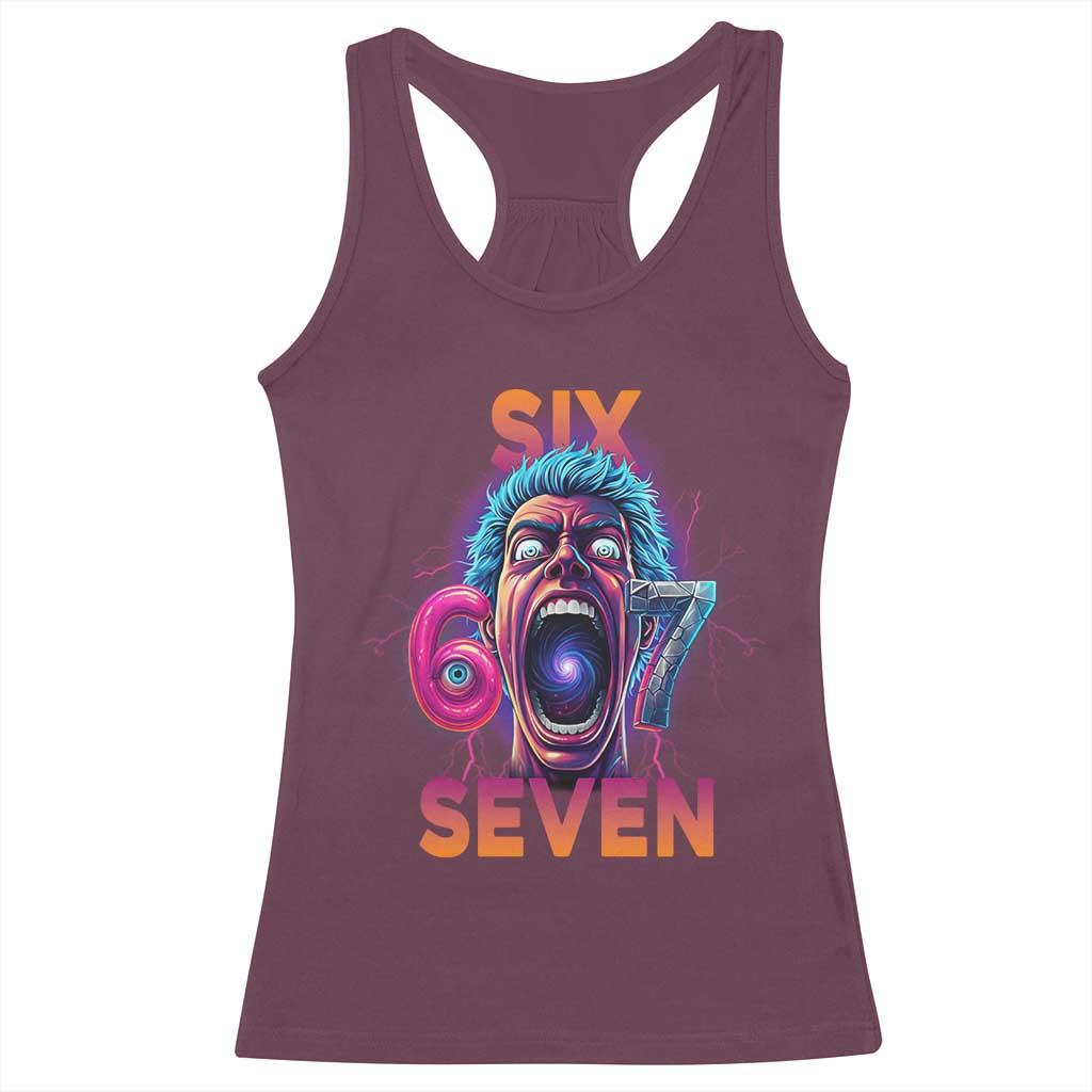 Mason 67 Chaos Edition Racerback Tank Top Psychedelic Screaming Six Seven Meme - Wonder Print Shop
